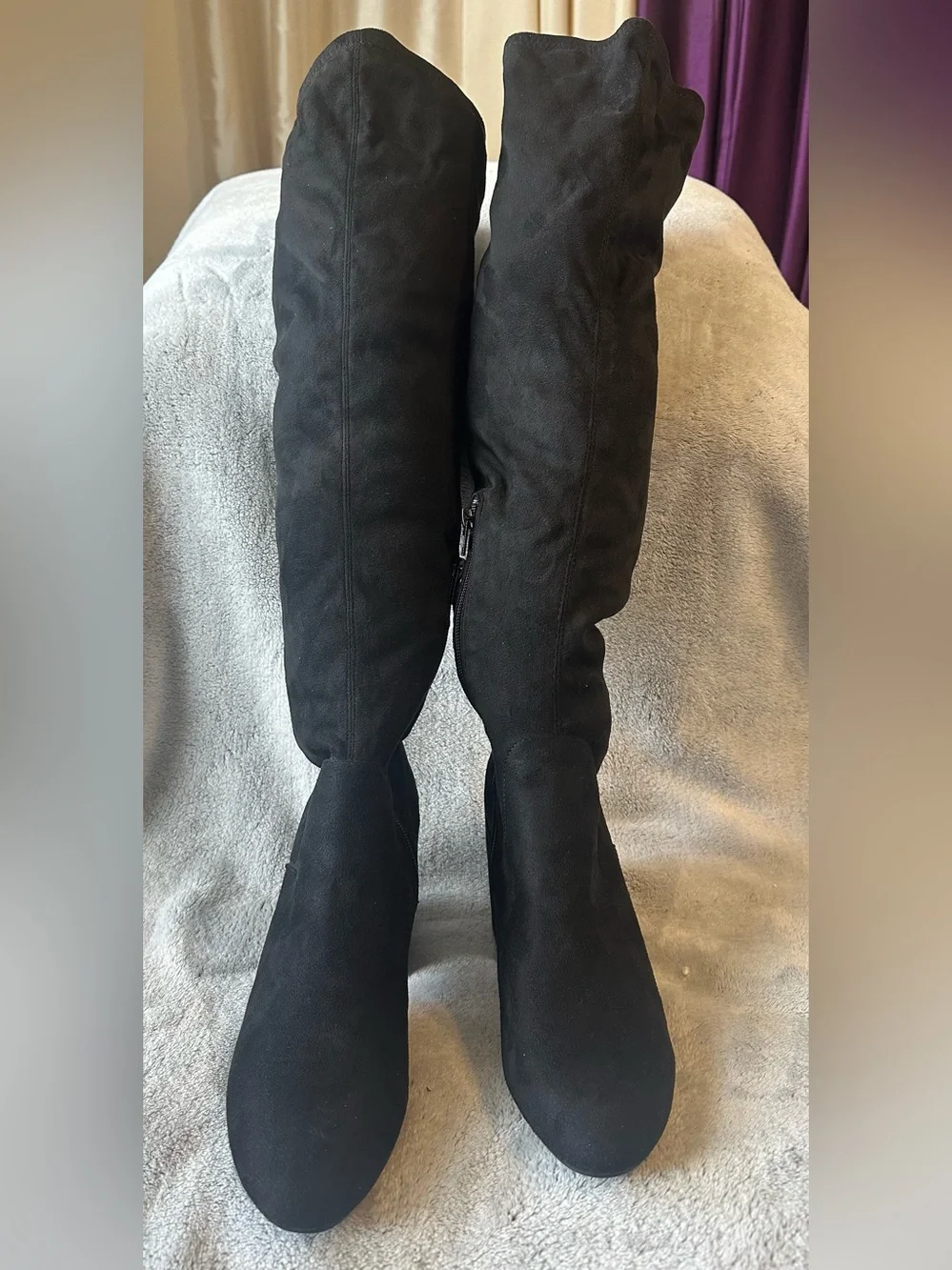 Bar III Black Suede Over-the-Knee Block Heel Boots